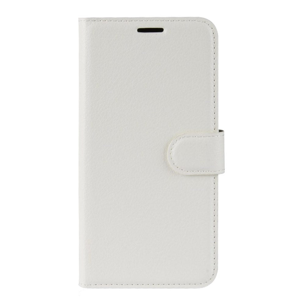 Huawei Y5 (2019) Litchi Leather Flip Cover m. Lommebok - Hvit