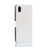 Huawei Y5 (2019) Litchi Leather Flip Cover m. Lommebok - Hvit
