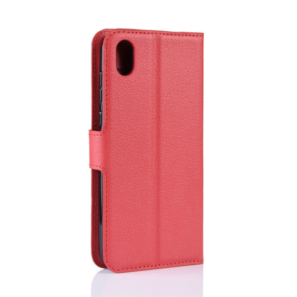Huawei Y5 (2019) Litchi Leather Flip Cover m. Lommebok - Rød