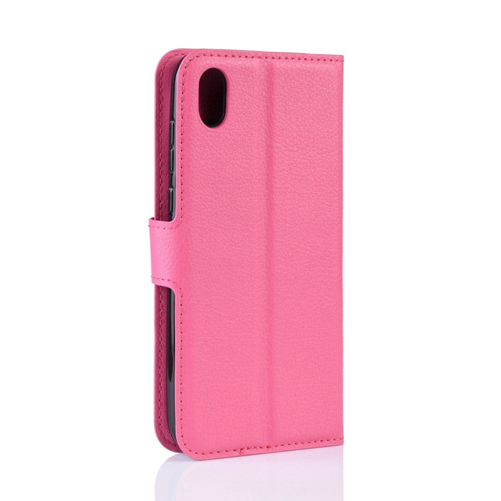 Huawei Y5 (2019) Litchi Leather Flip Cover m. Lommebok - Rosa