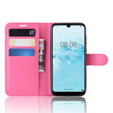 Huawei Y5 (2019) Litchi Leather Flip Cover m. Lommebok - Rosa