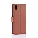Huawei Y5 (2019) Litchi Leather Flip Cover m. Lommebok - Brun