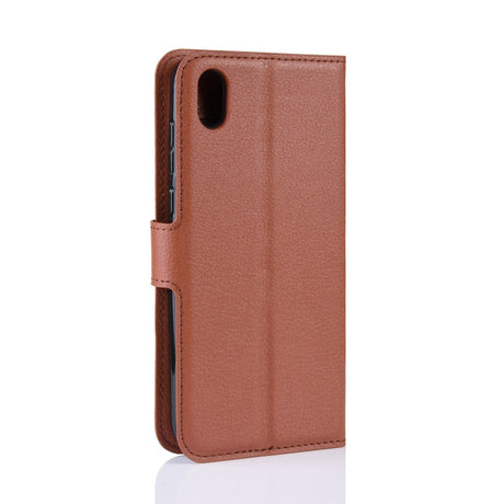 Huawei Y5 (2019) Litchi Leather Flip Cover m. Lommebok - Brun