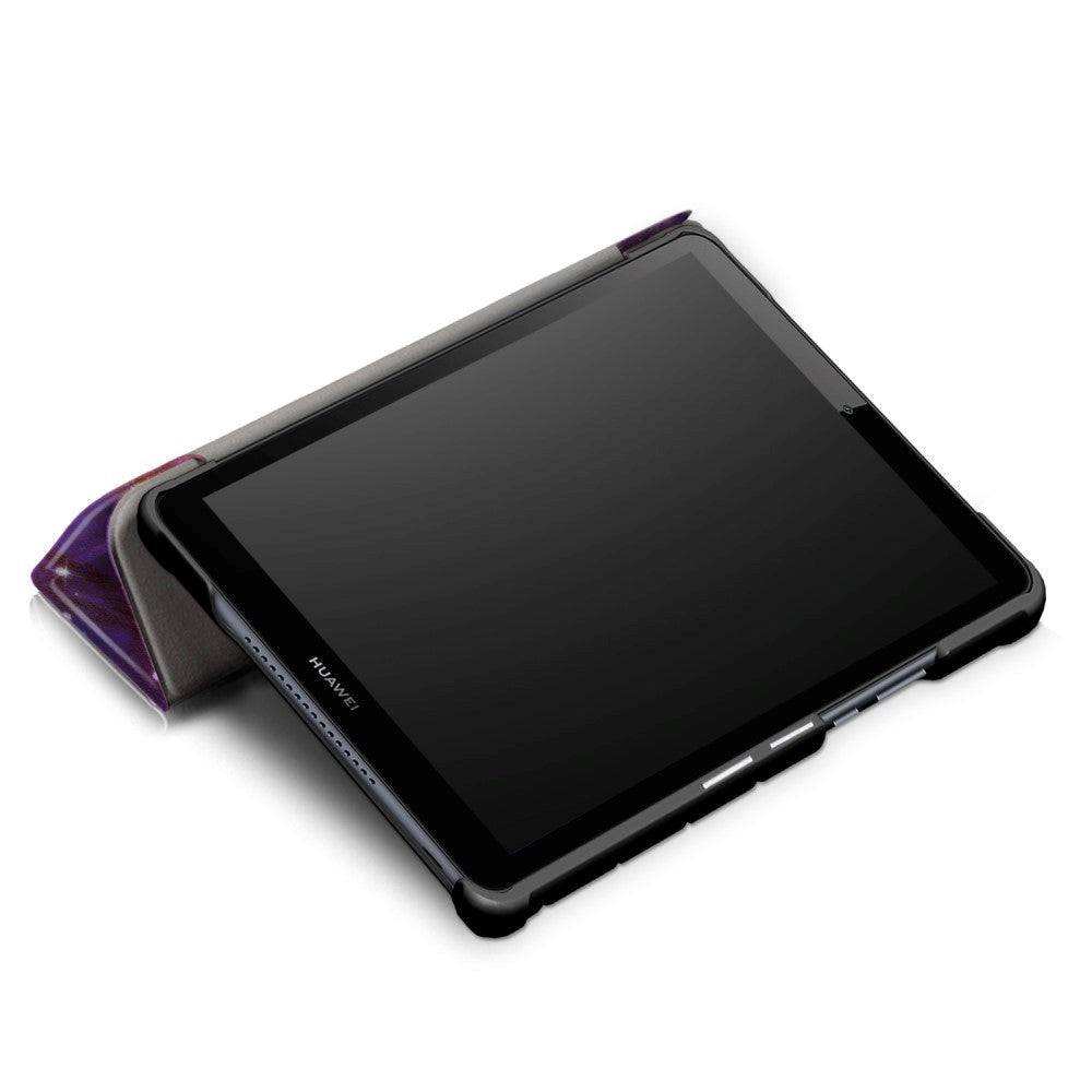 Huawei MediaPad M5 Lite 8 Læder Cover m. Folde & Standerfunktion - Purple Cosmic Space