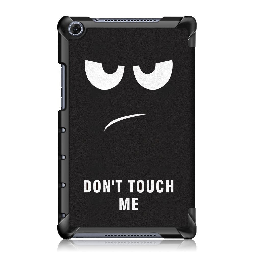 Huawei MediaPad M5 Lite 8 skinndeksel m. Folding &amp; Stand-funksjon - Angry Smiley "Don't Touch Me"