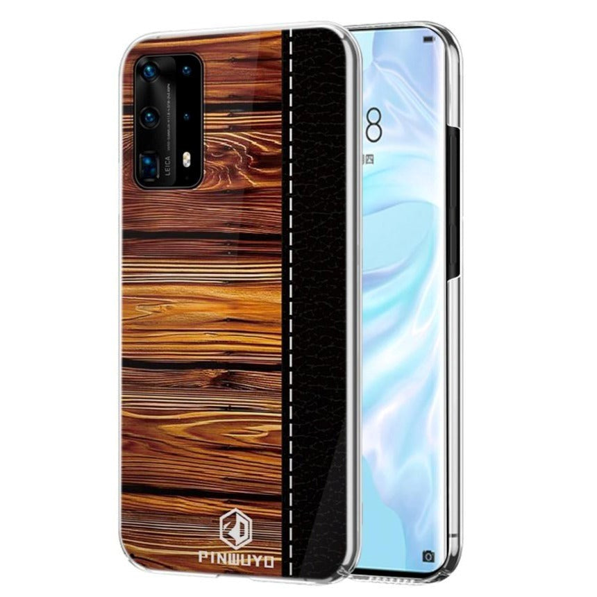 Huawei P40 Pro Pinwuyo Wood Grain Style Cover - Svart