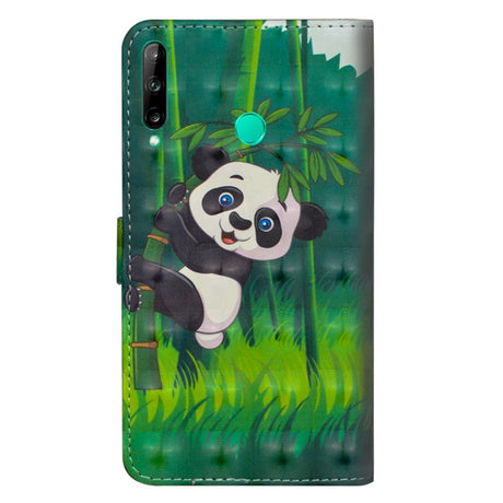 Huawei P40 Lite Light Spot Leather Cover m. Kortholder og snor - Panda