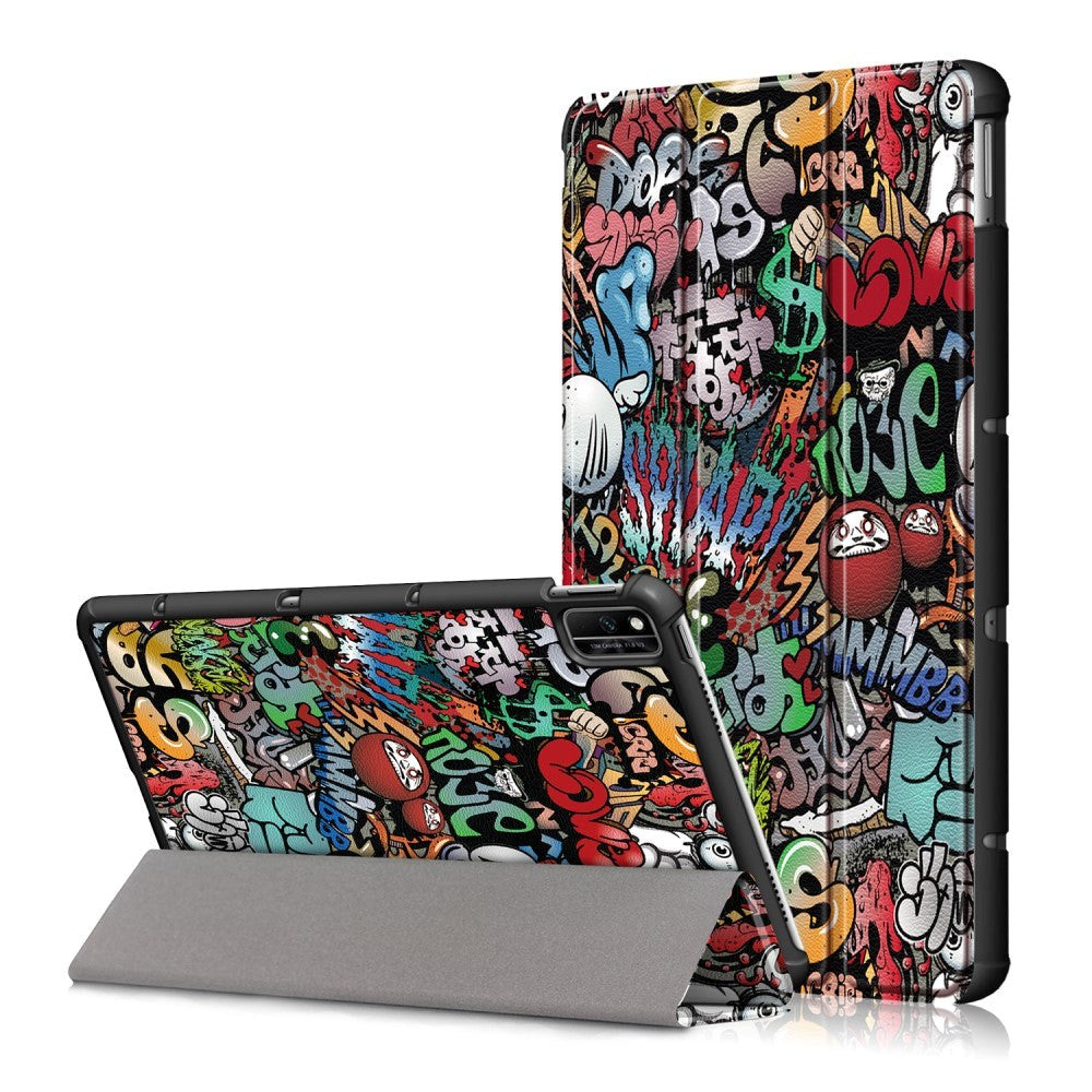 Huawei MatePad 10.4" Tri-Fold Læder Cover - Cartoon Graffiti