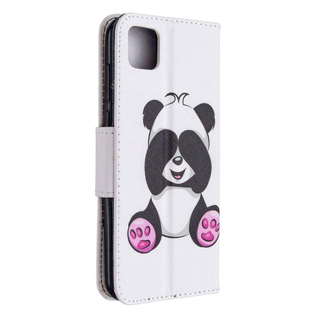 Huawei Y5p rillet skinndeksel m. Kortholder - Baby Panda