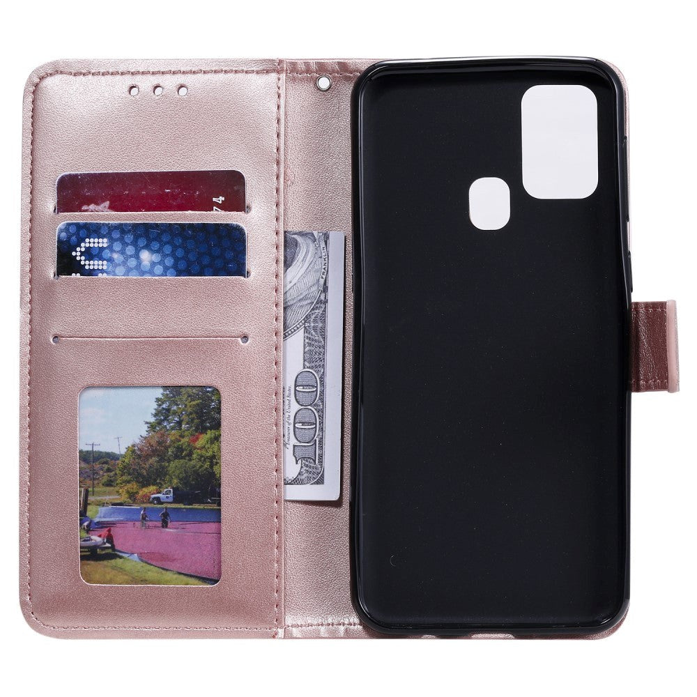 Huawei Honor 9X Lite lærdeksel m. Lommebok Mandala Mønster Rose Gull