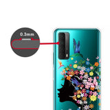 Huawei P Smart (2021) Gennemsigtigt Plastik Cover m. Blomsterpige