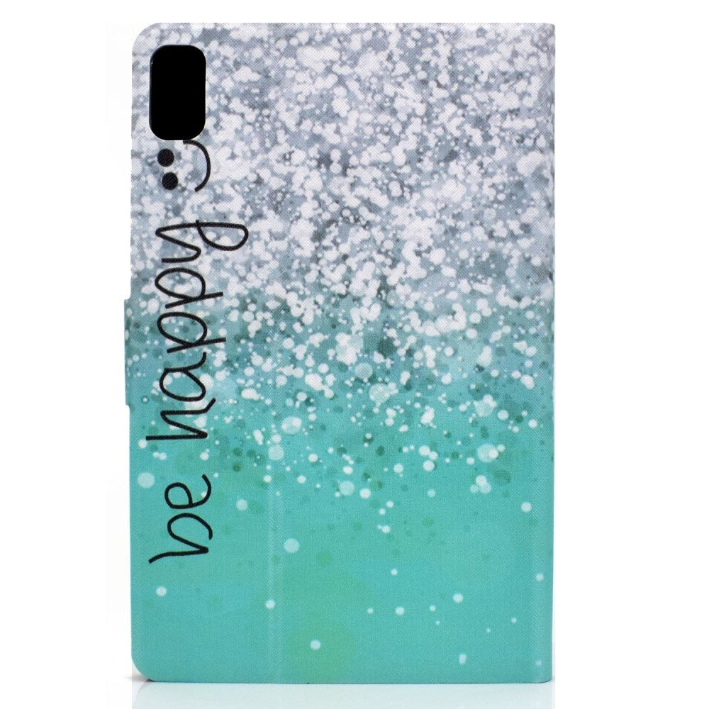 Huawei MatePad 10,4" glitterdeksel med stativ og kortholder - 'Be Happy'