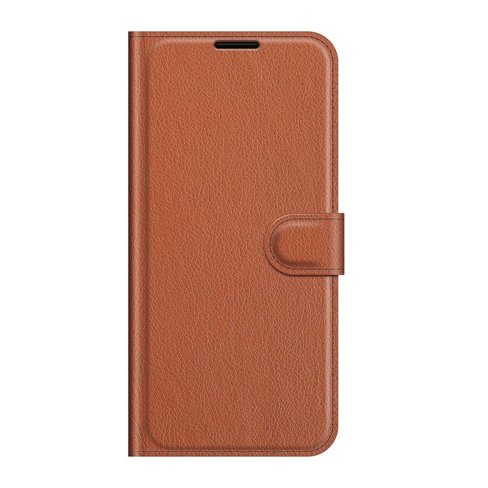 Huawei P50 Pro Litchi Læder Flip Cover m. Pung - Brun