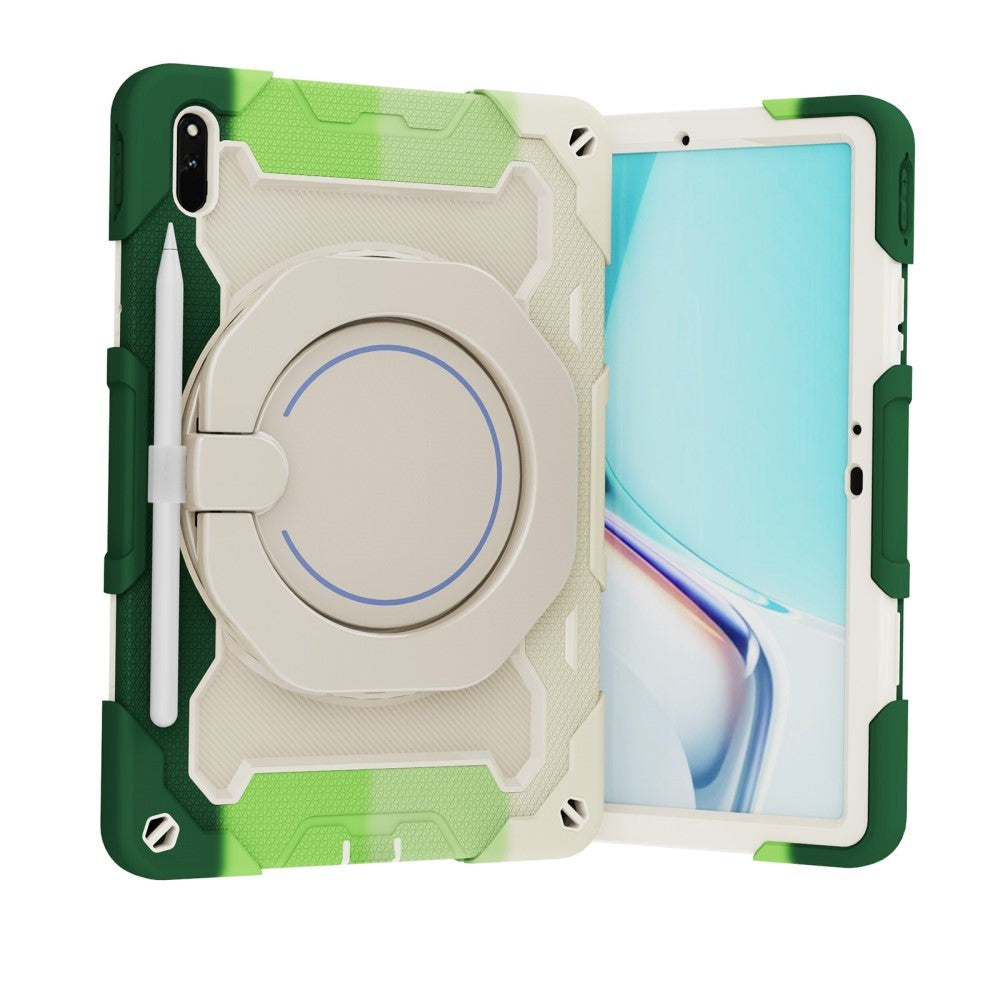 Huawei MatePad 11 Craftsman-veske - Stativfunksjon, håndholder og penneholder - Hvit / Grønn