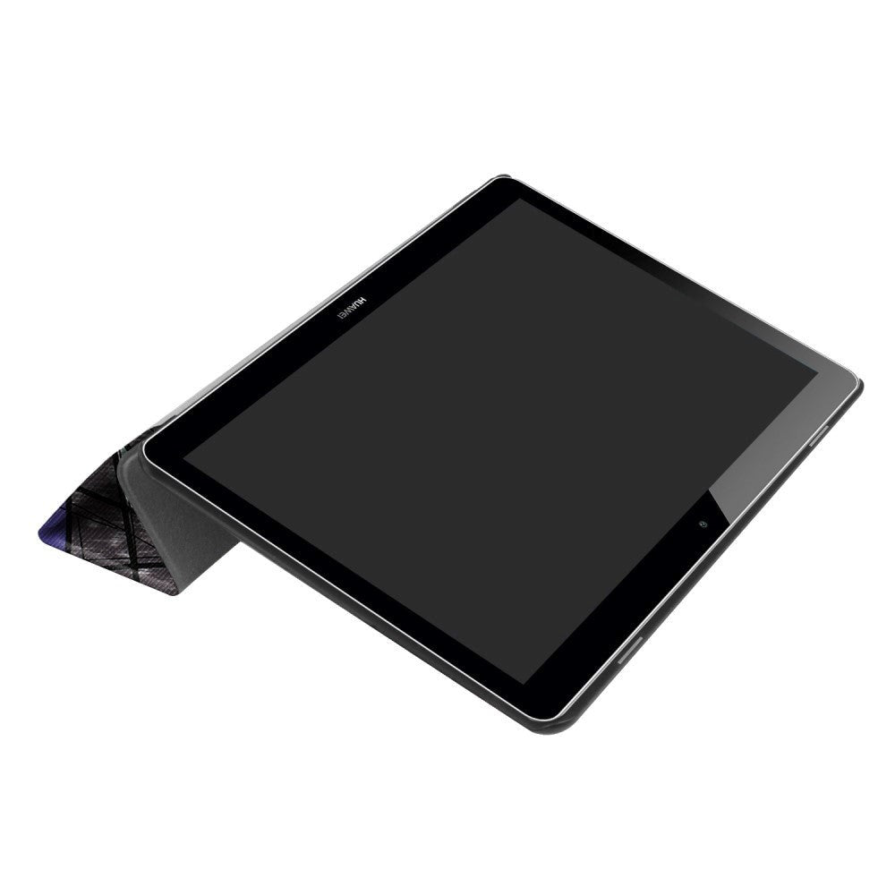 Huawei MediaPad T3 10 9.6" Cover - Tri-Fold Læder Cover "Crazy Patterns" Grå