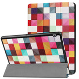 Huawei MediaPad T3 10 9,6" deksel - Tri-foldet skinndeksel "Colorful Squares" flerfarget