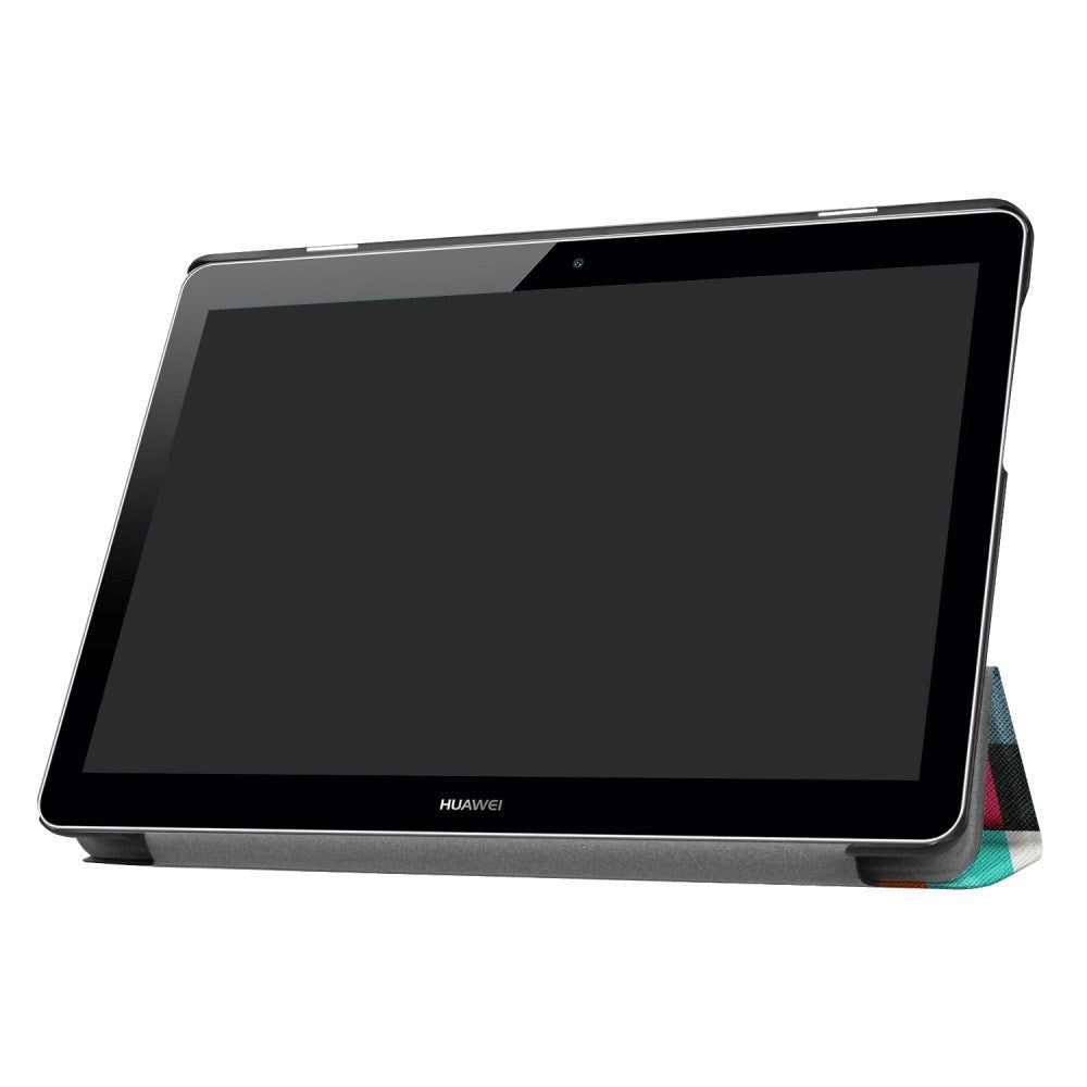 Huawei MediaPad T3 10 9,6" deksel - Tri-foldet skinndeksel "Colorful Squares" flerfarget