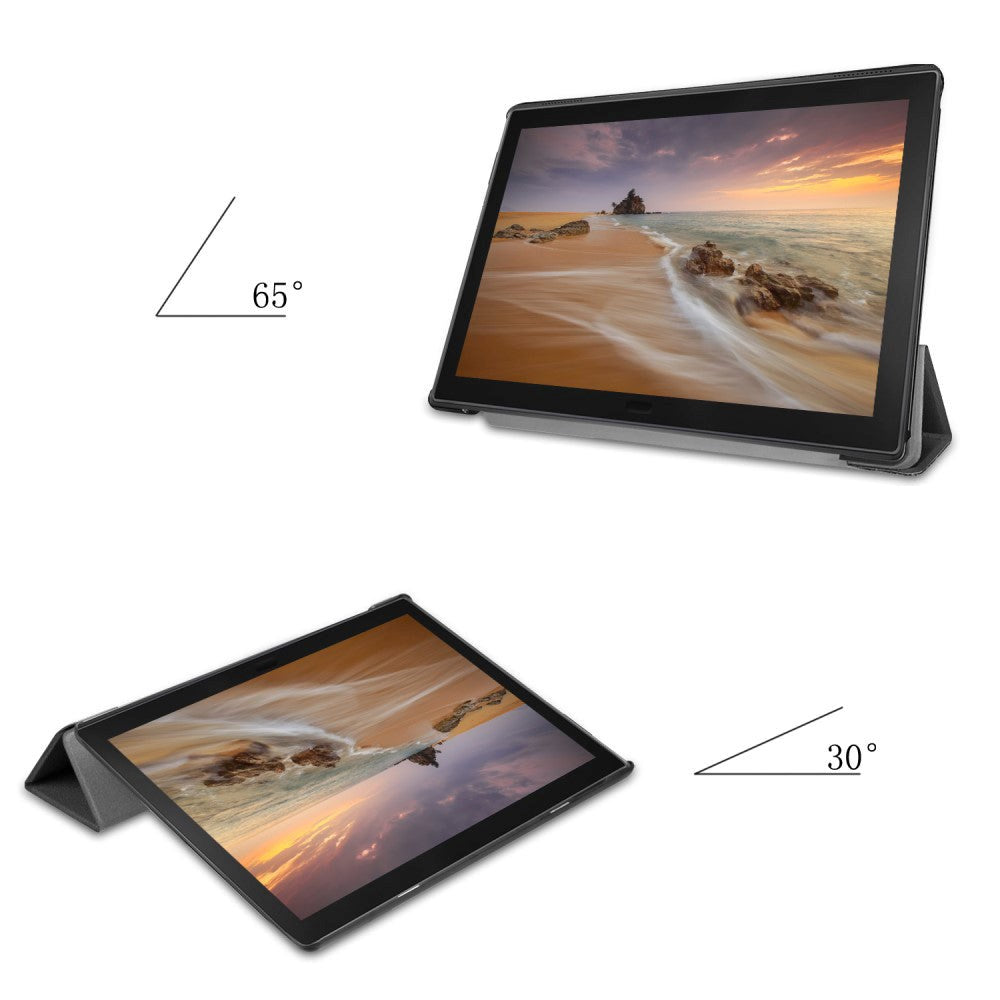 Lenovo Tab E10 skinndeksel m. Tri-fold stativ - svart
