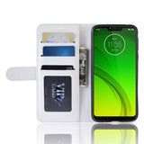 Motorola Moto G7 Power skinnende skinndeksel m. Lommebok hvit