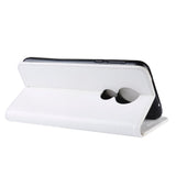 Motorola Moto G7 Power skinnende skinndeksel m. Lommebok hvit