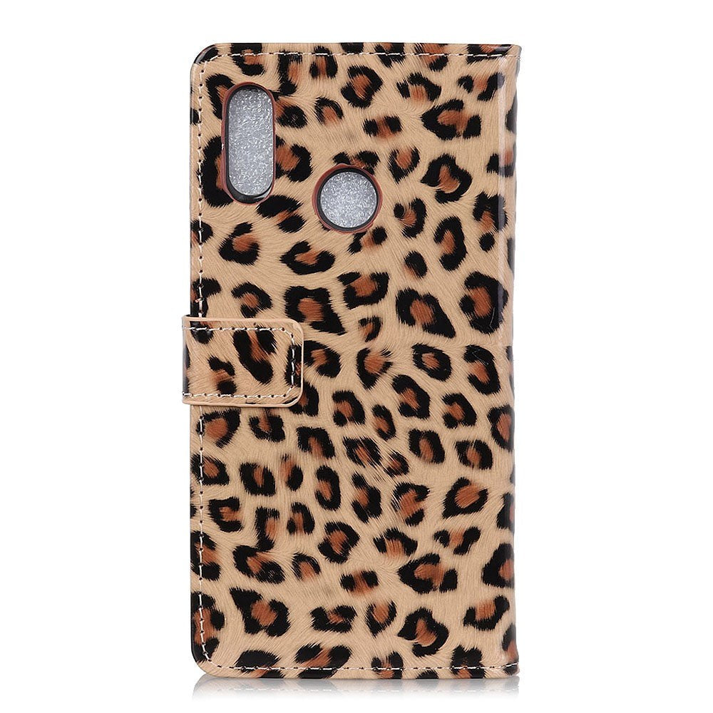 Motorola Moto E6 Plus Leoparddeksel m. Veske Brun