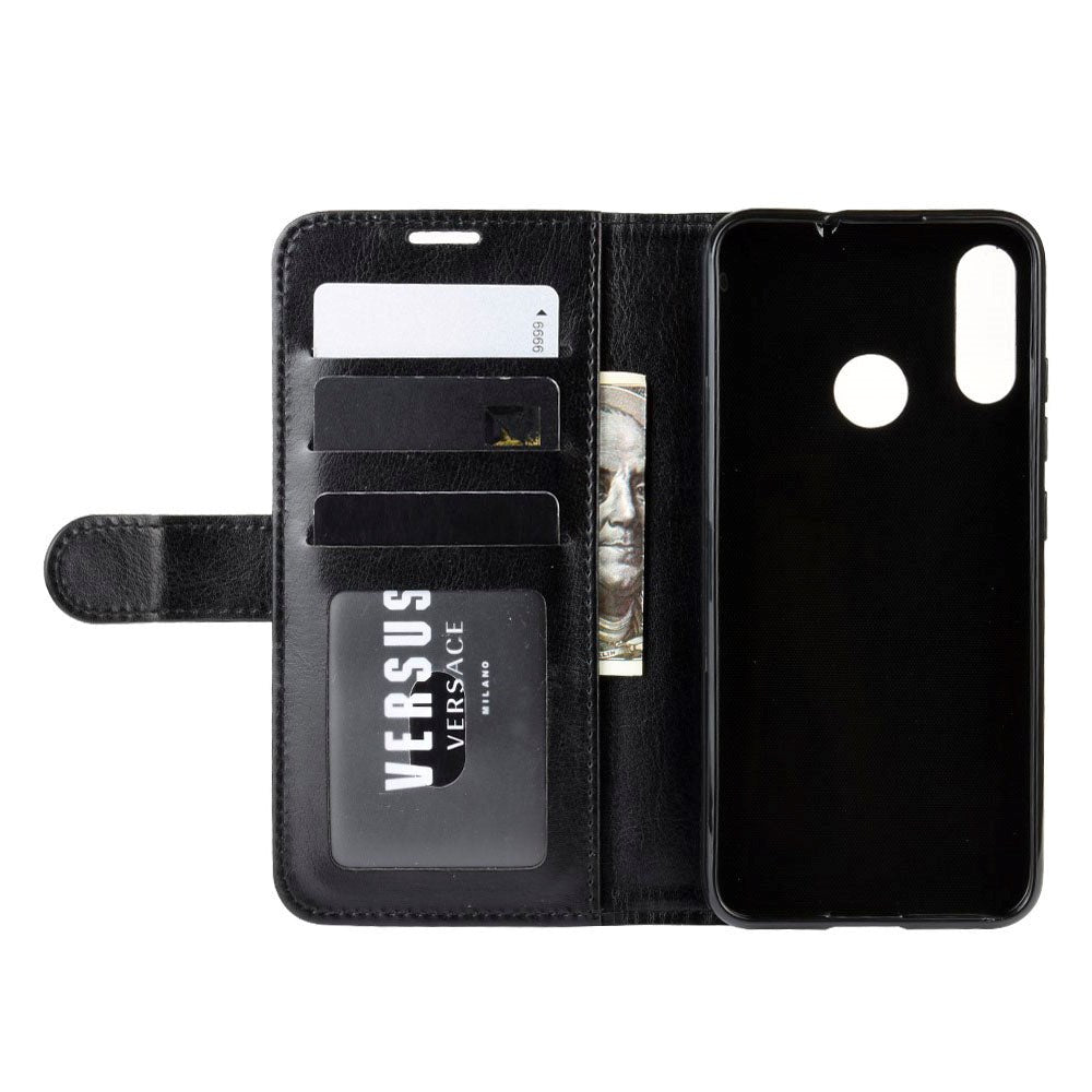 Motorola Moto E6 Plus Crazy Horse skinndeksel m. Lommebok Svart