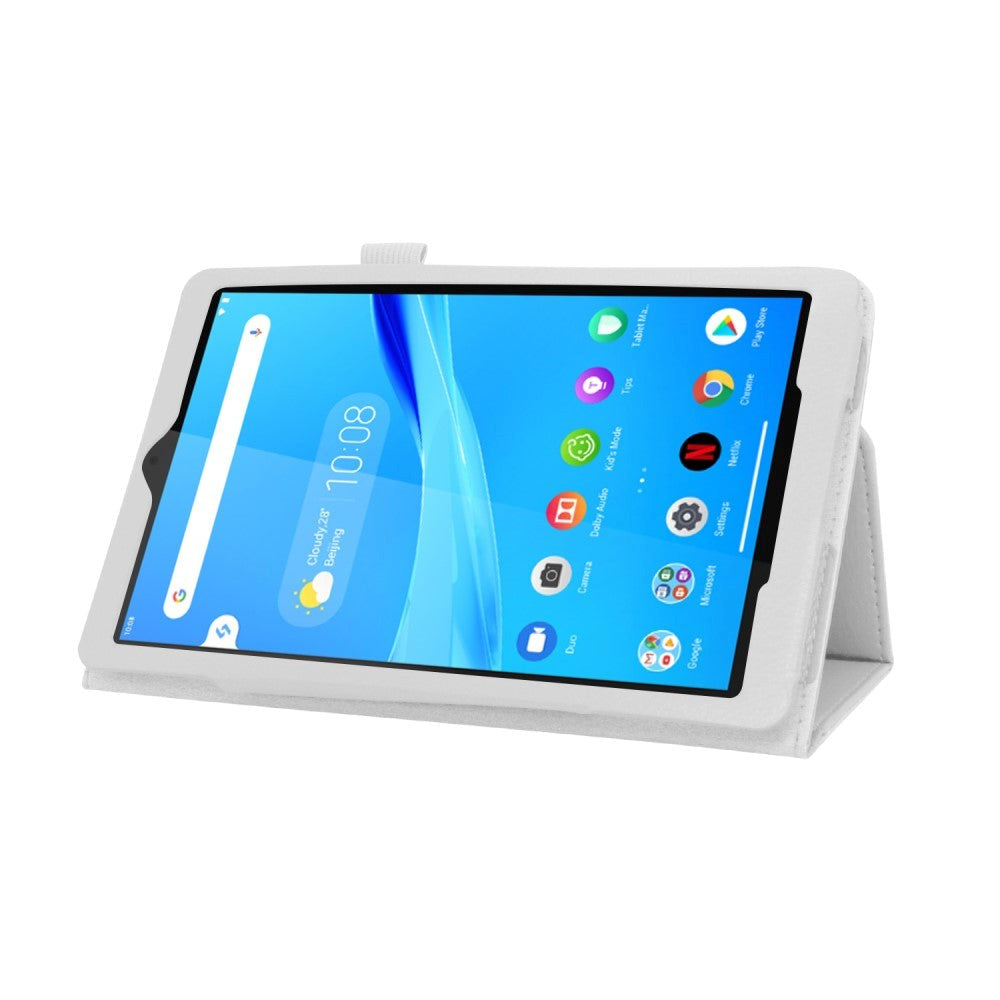 Lenovo Tab M8 (2. generasjon) 8" Litchi-skinndeksel med magnetisk lukking og stativfunksjon - hvit