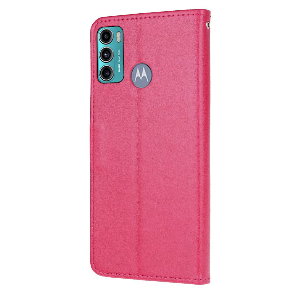 Motorola Moto G60 flipdeksel m. Lommebok - Blomster og sommerfugler - Rød