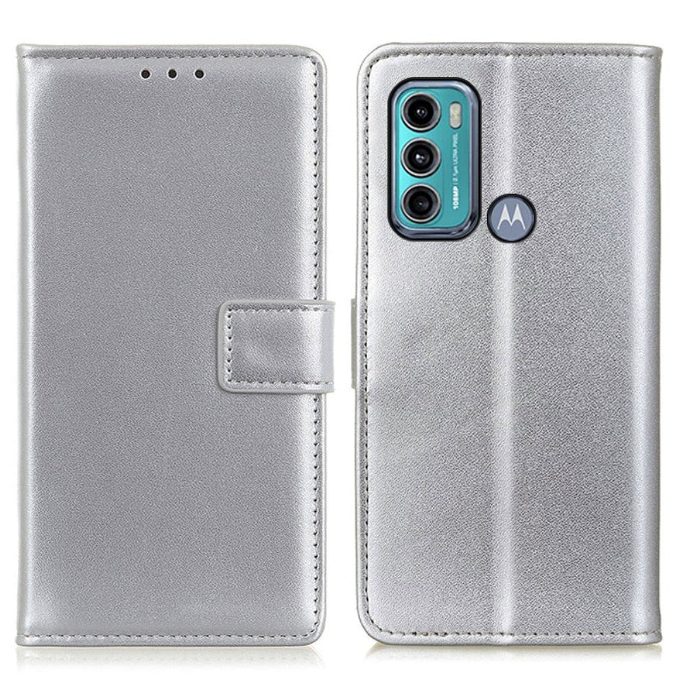 Motorola Moto G60 Leather Flip Cover m. Lommebok - Sølv