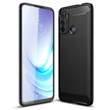 Motorola Moto G60 børstet karbonfiber fleksibelt plastbakdeksel - svart