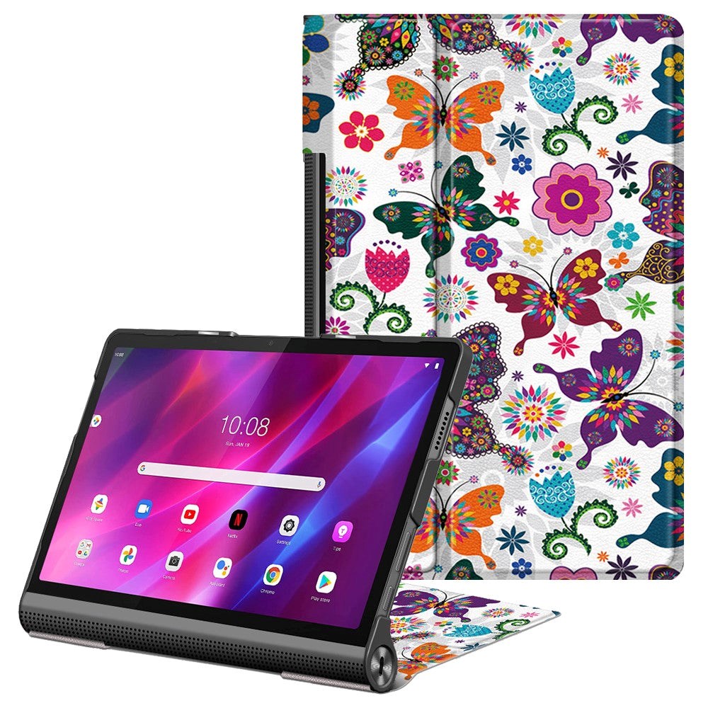 Lenovo Yoga Tab 11 skinndeksel med stativfunksjon - sommerfugler og blomster