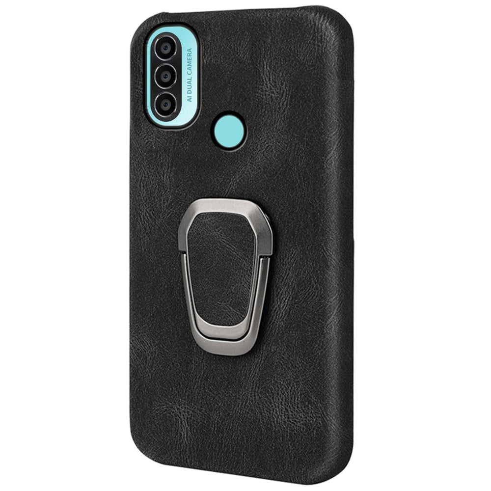 Motorola Moto E40 / E30 / E20 Læder Bagside Cover m. Kickstand - Sort