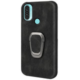 Motorola Moto E40 / E30 / E20 Læder Bagside Cover m. Kickstand - Sort