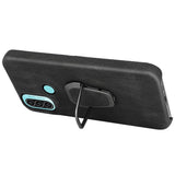 Motorola Moto E40 / E30 / E20 Læder Bagside Cover m. Kickstand - Sort