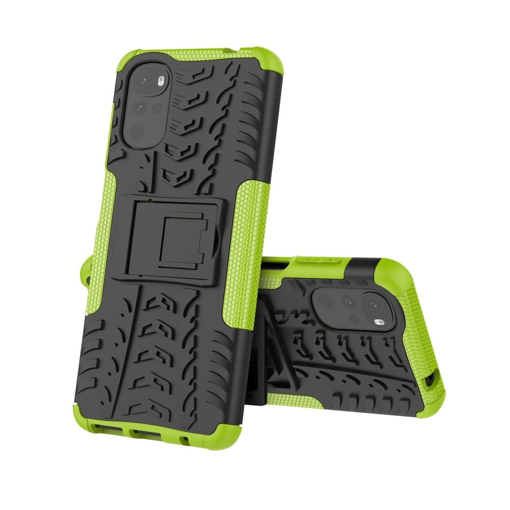 Motorola Moto G22 Håndværker Cover Cool Tyre m. Stander - Sort / Grøn