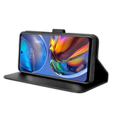 Motorola Moto E32 / E32s Leather Flip Cover m. Diamanttekstur - Svart