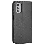 Motorola Moto E32 / E32s Leather Flip Cover m. Diamanttekstur - Svart