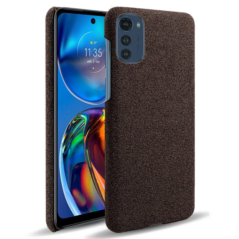 Motorola Moto E32 / E32s Stoffdekket plastbakdeksel - brun