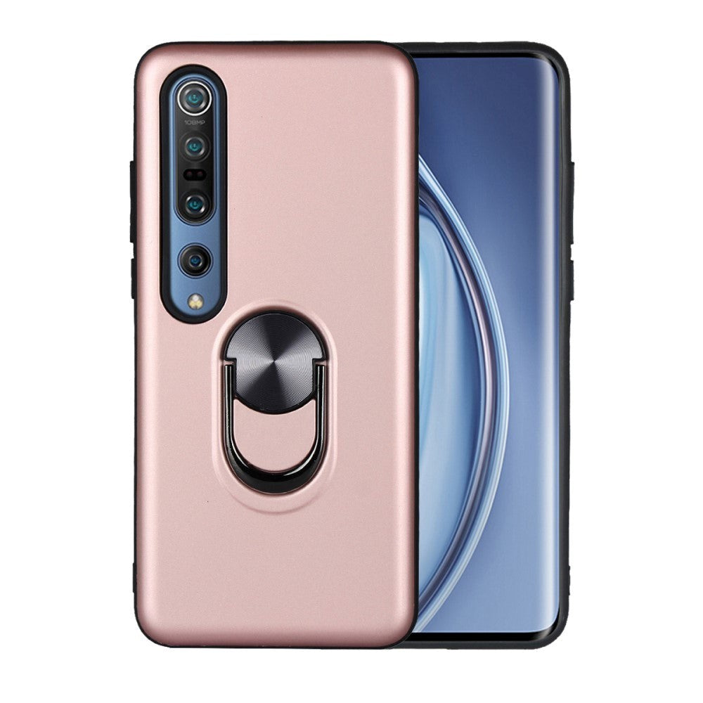 Xiaomi Mi 10 5G / Mi 10 Pro 5G deksel m. Magnetisk stativ m. Ring - Svart / Rose gull