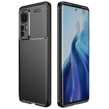 Xiaomi 12 / 12X Carbon Fiber Fleksibelt Plastik Cover - Sort
