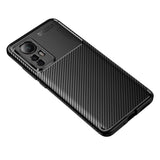 Xiaomi 12 / 12X Carbon Fiber Fleksibelt Plastik Cover - Sort