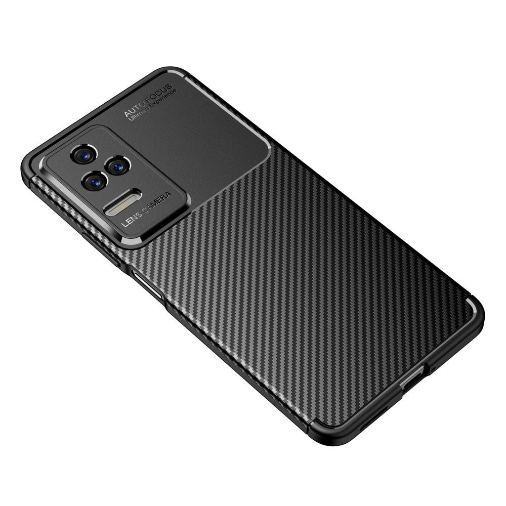 Xiaomi Poco F4 Brushed Carbon Bagside Cover - Sort