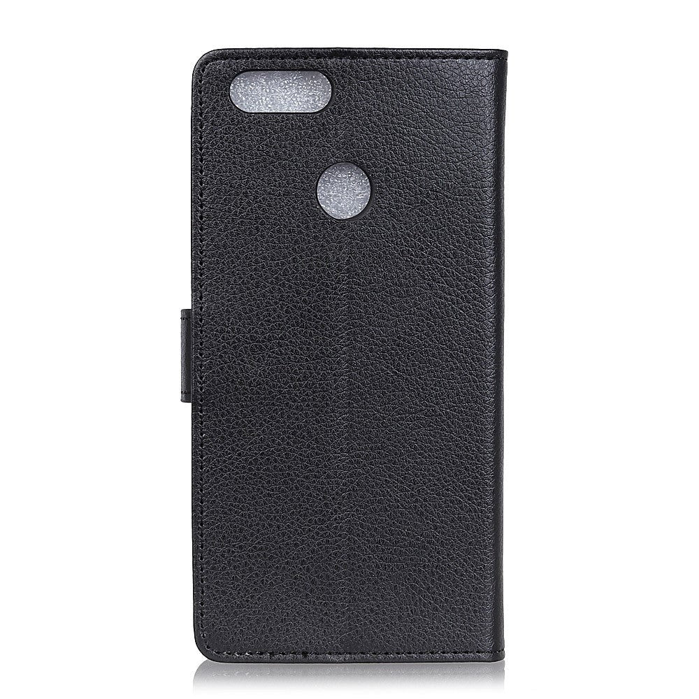 Alcatel 1S (2019) Litchi-skinndeksel m. Kortholder - Sort