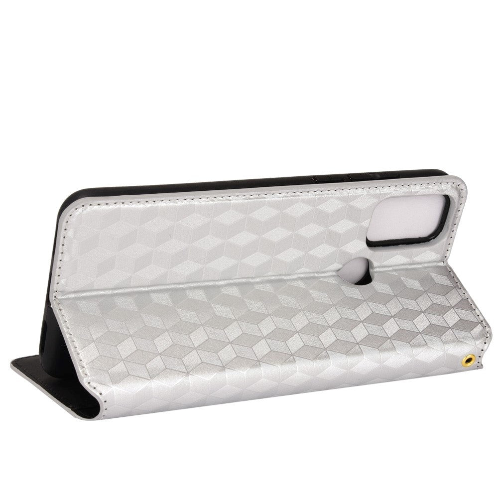 Alcatel 1S (2021) / 3L (2021) Flip-deksel i PU-skinn m. Lommebok - Rhombus - Sølv