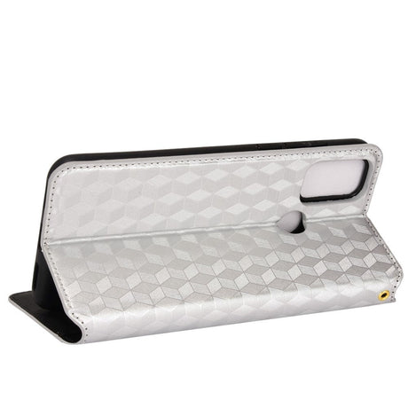Alcatel 1S (2021) / 3L (2021) Flip-deksel i PU-skinn m. Lommebok - Rhombus - Sølv