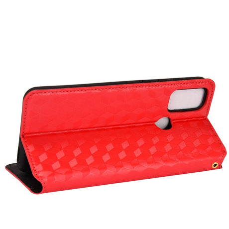 Alcatel 1S (2021) / 3L (2021) Flip-deksel i PU-skinn m. Lommebok - Rhombus - Rød