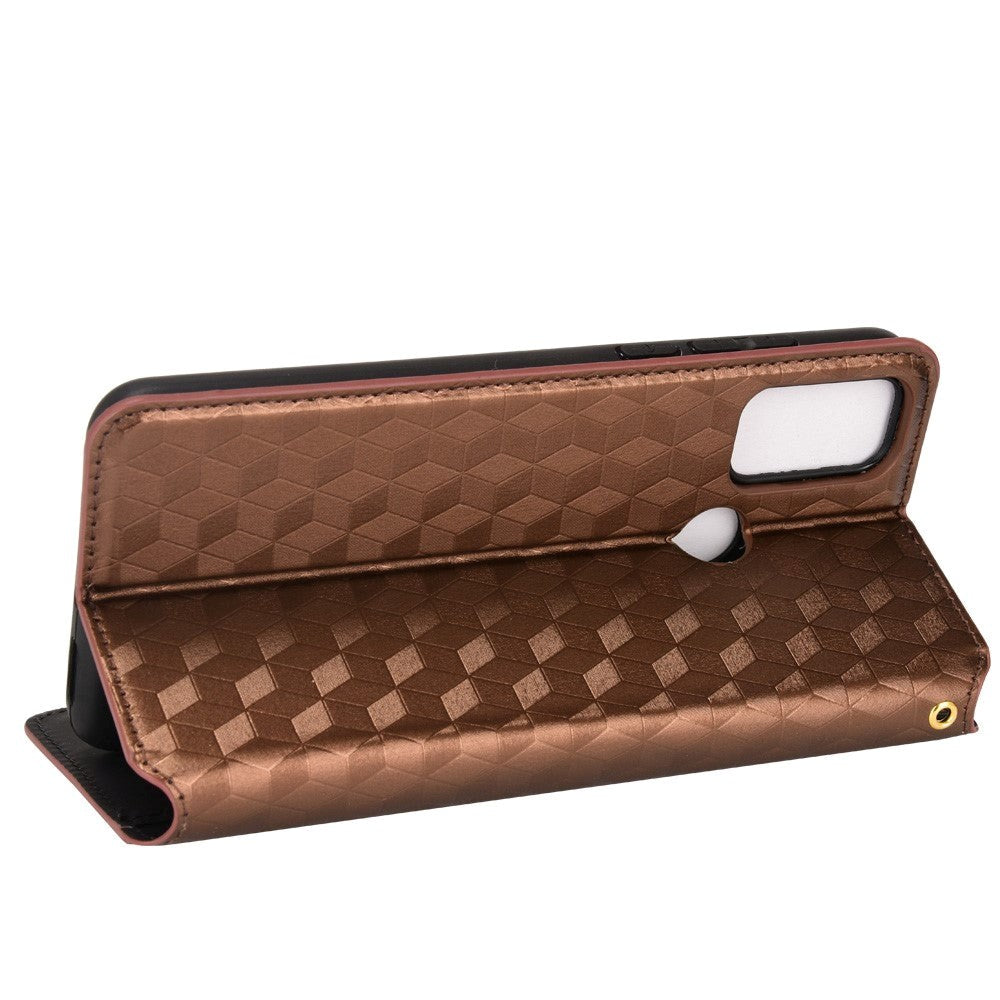 Alcatel 1S (2021) / 3L (2021) Flip-deksel i PU-skinn m. Lommebok - Rhombus - Brun