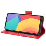 Alcatel 1S (2021) / 3L (2021) PU Litchi Leather Flip Cover m. Lommebok - Rød
