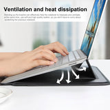 Trefoldet MacBook-omslag i skinn 15-16" (37 x 27 cm) - Svart