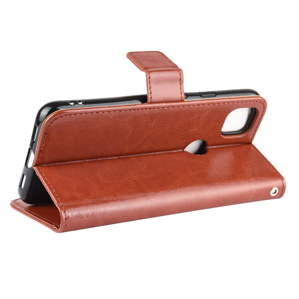 EIDERWOOD Google Pixel 4a flip-deksel i skinn m. Lommebok og stropp - brun